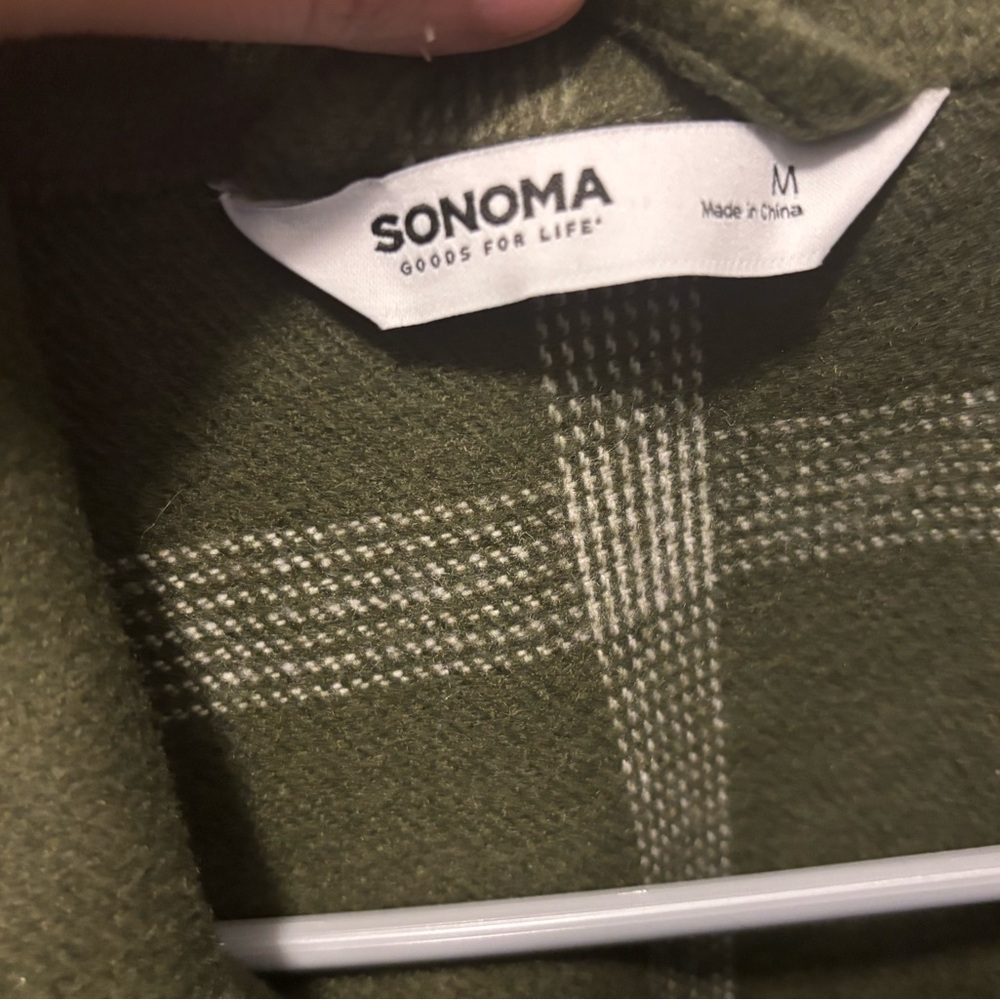 Sonoma Green Cardigan Sweater with Geometric Pattern